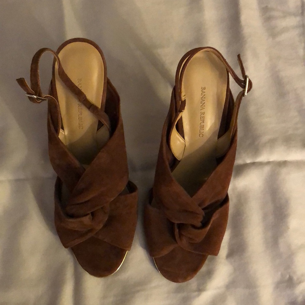 Suede sling back sandals